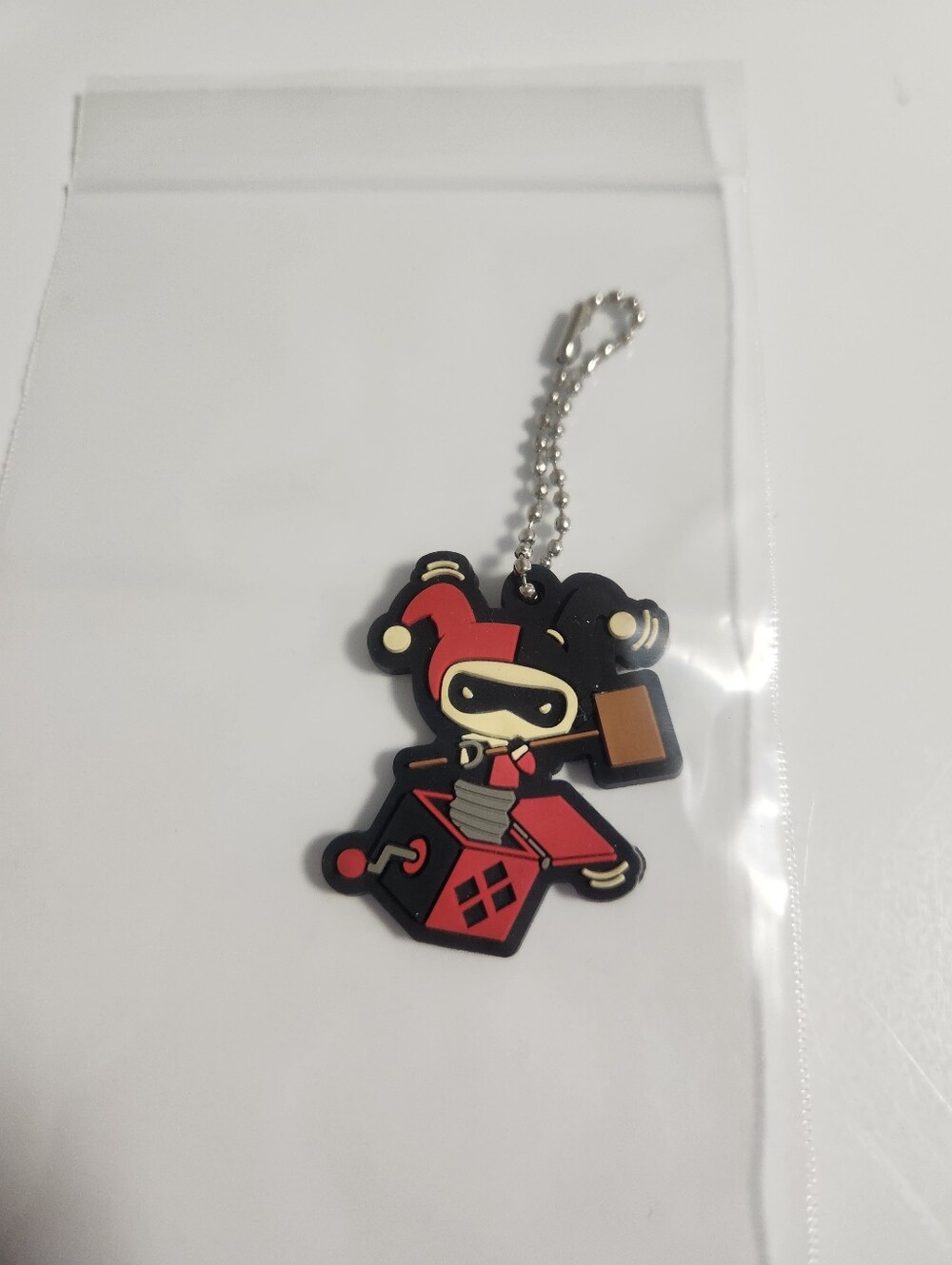 Red and Black Harley Quinn Jack In The Box Keychain DC Comics